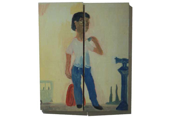 Painting of a man and a view of Florence